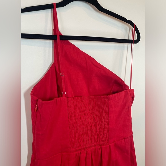 NWT By Anthropologie One-Shoulder Slim Midi Dress in Red Size Medium - Picture 9 of 15